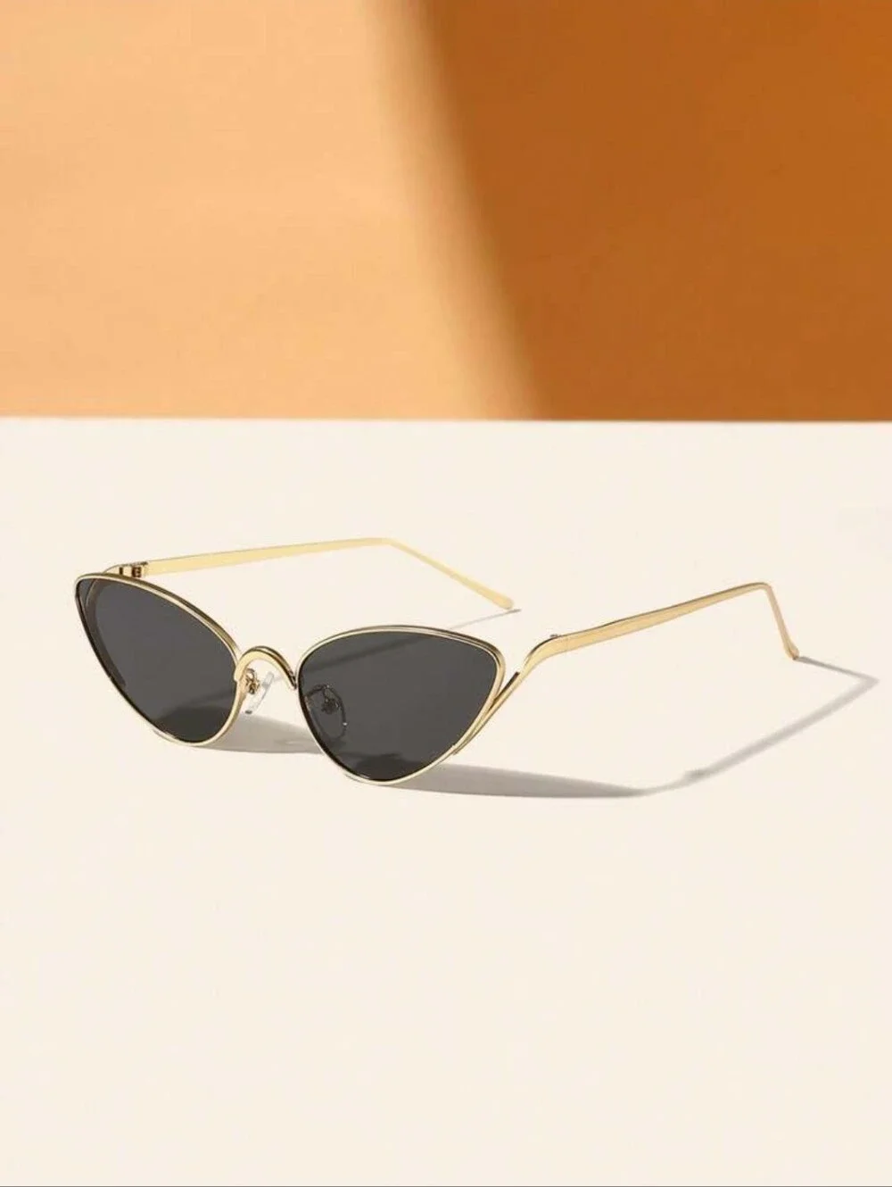Gold Frame Cat Eye Sunglasses with Black Lenses